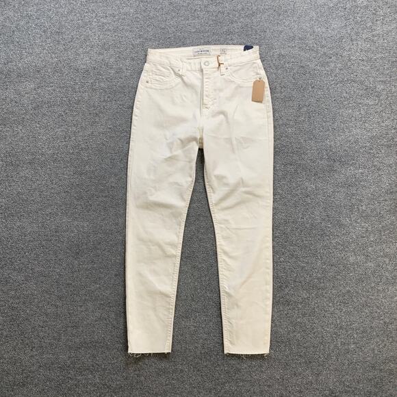 Lucky Brand Jeans Womens 8 White Denim Bridgette Crop High Rise Cut Off Hem - Picture 2 of 13